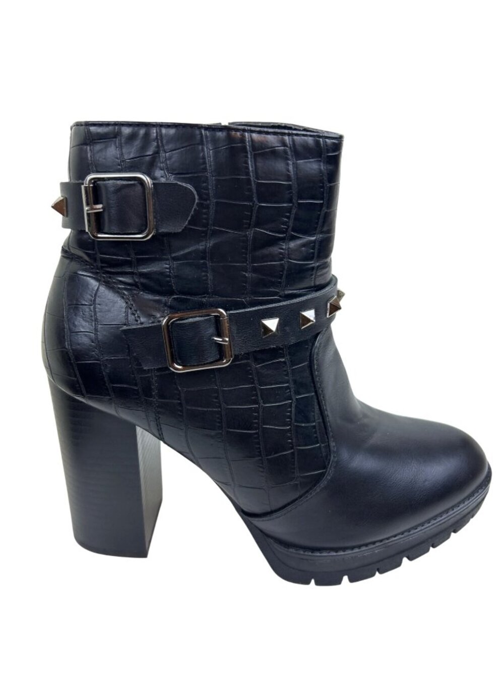 Mudd Y2K Arissa Chunky High Heel Boots Women's 9 Black Punk Goth Studded